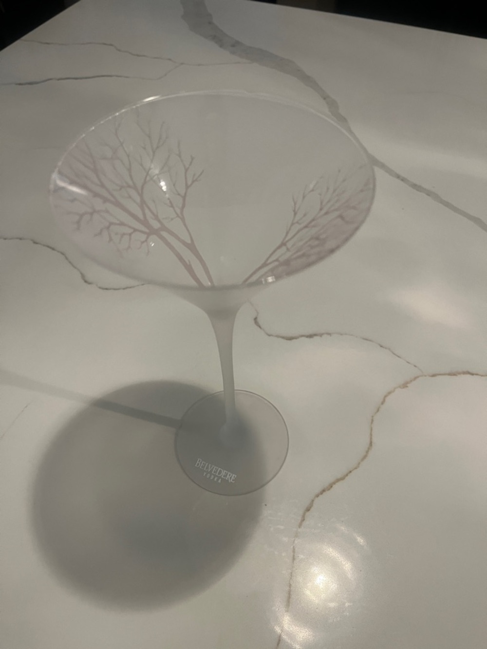 Belvedere Vodka frosted martini glass tree design "Spectre" James Bond promo 9"